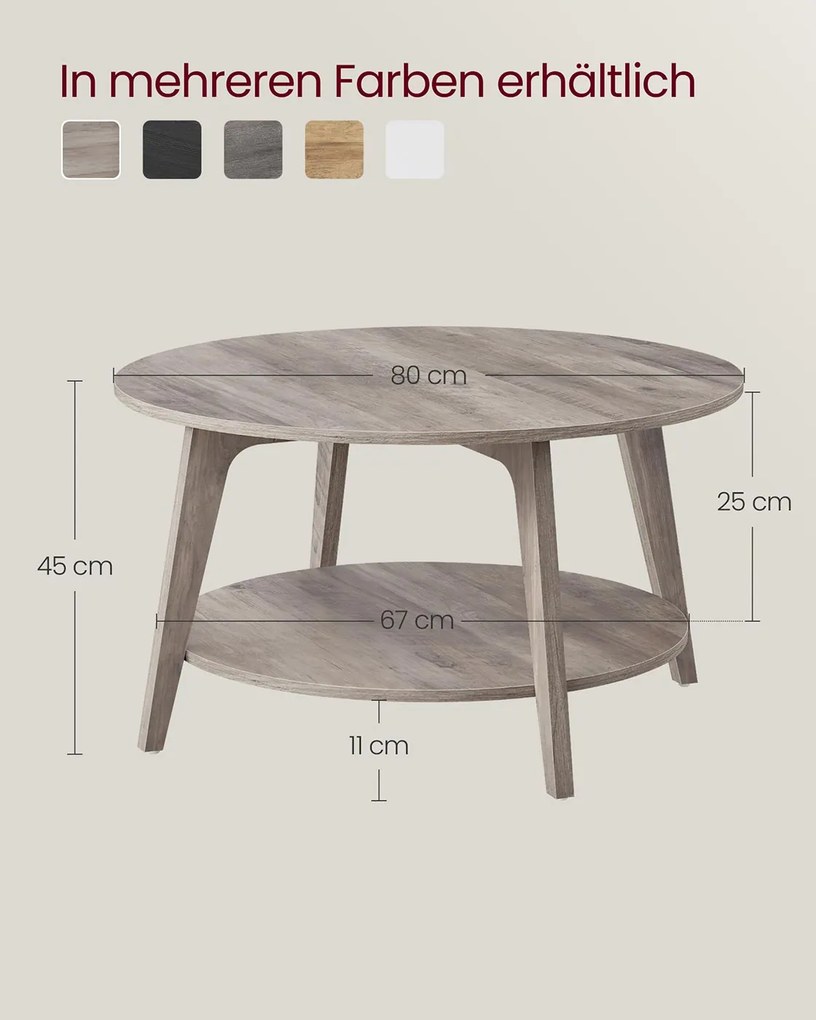 Mesa de centro com 2 níveis 80 x 45 cm Cinzento