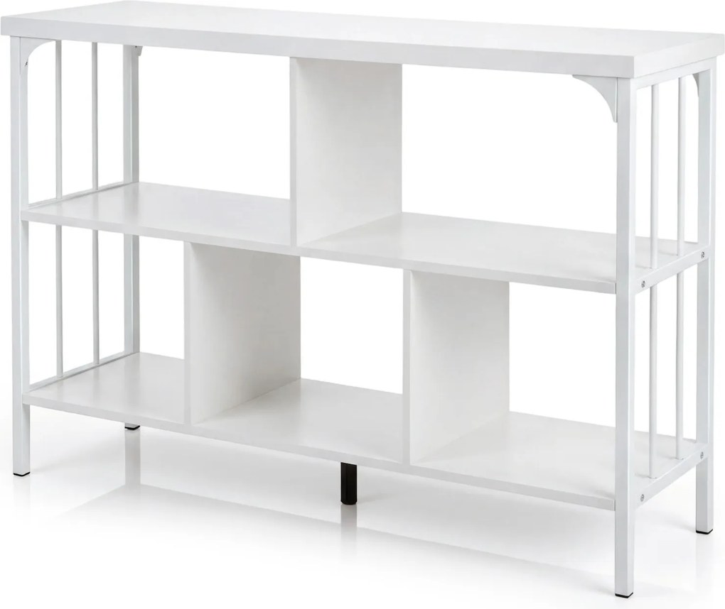 Estante de Arrumação de 3 Níveis, 109 x 34 x 76 cm, 5 Compartimentos, Branco