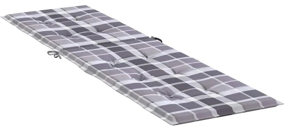 Almofadão cadeira de terraço (75+105)x50x4 cm xadrez cinzento