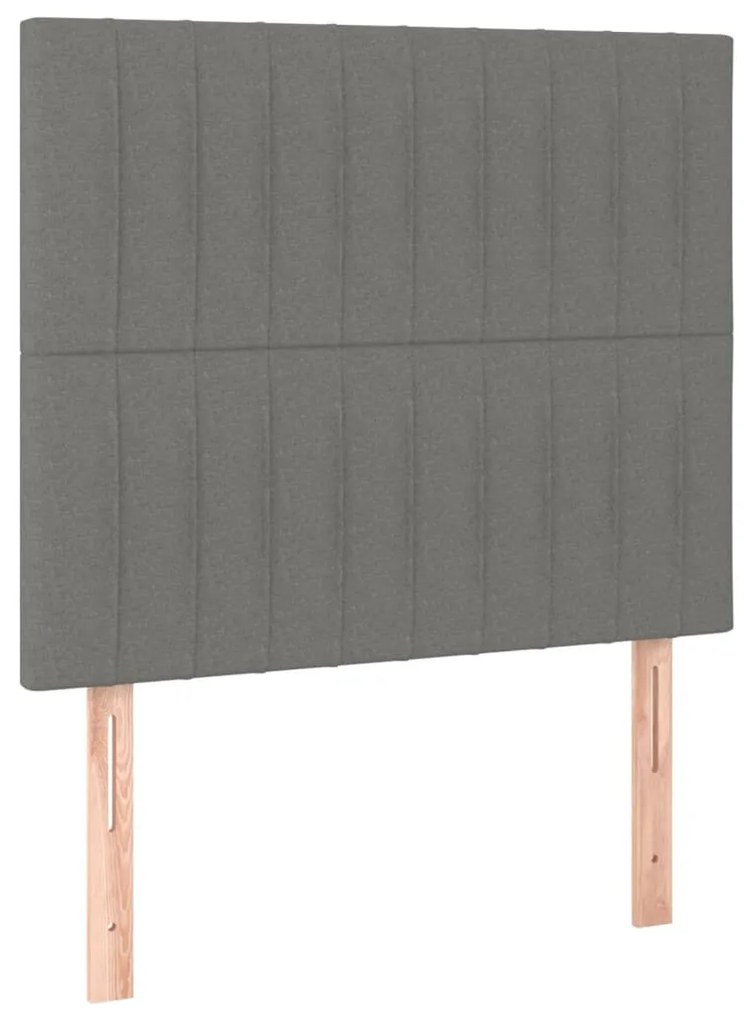 Cabeceira de cama c/ LED tecido 100x5x118/128 cm cinza-escuro