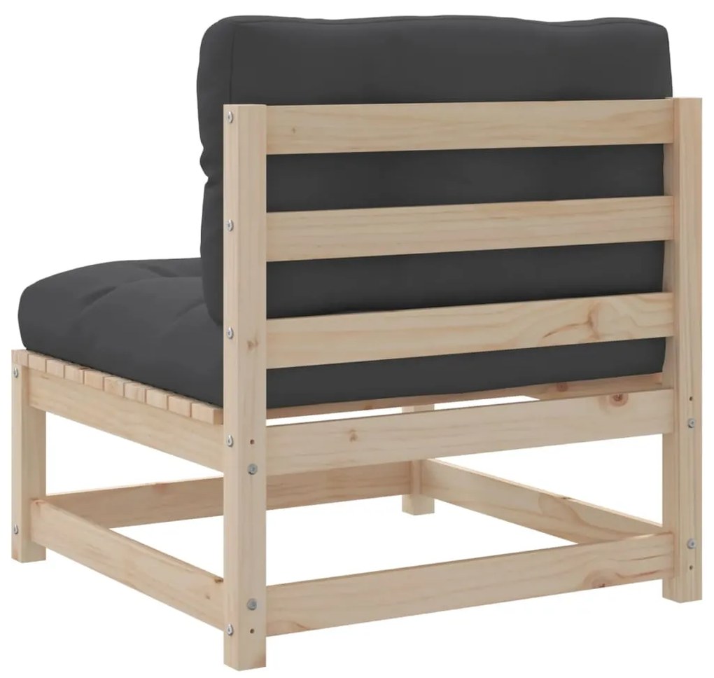 7 pcs conjunto sofás de jardim com almofadões pinho maciço