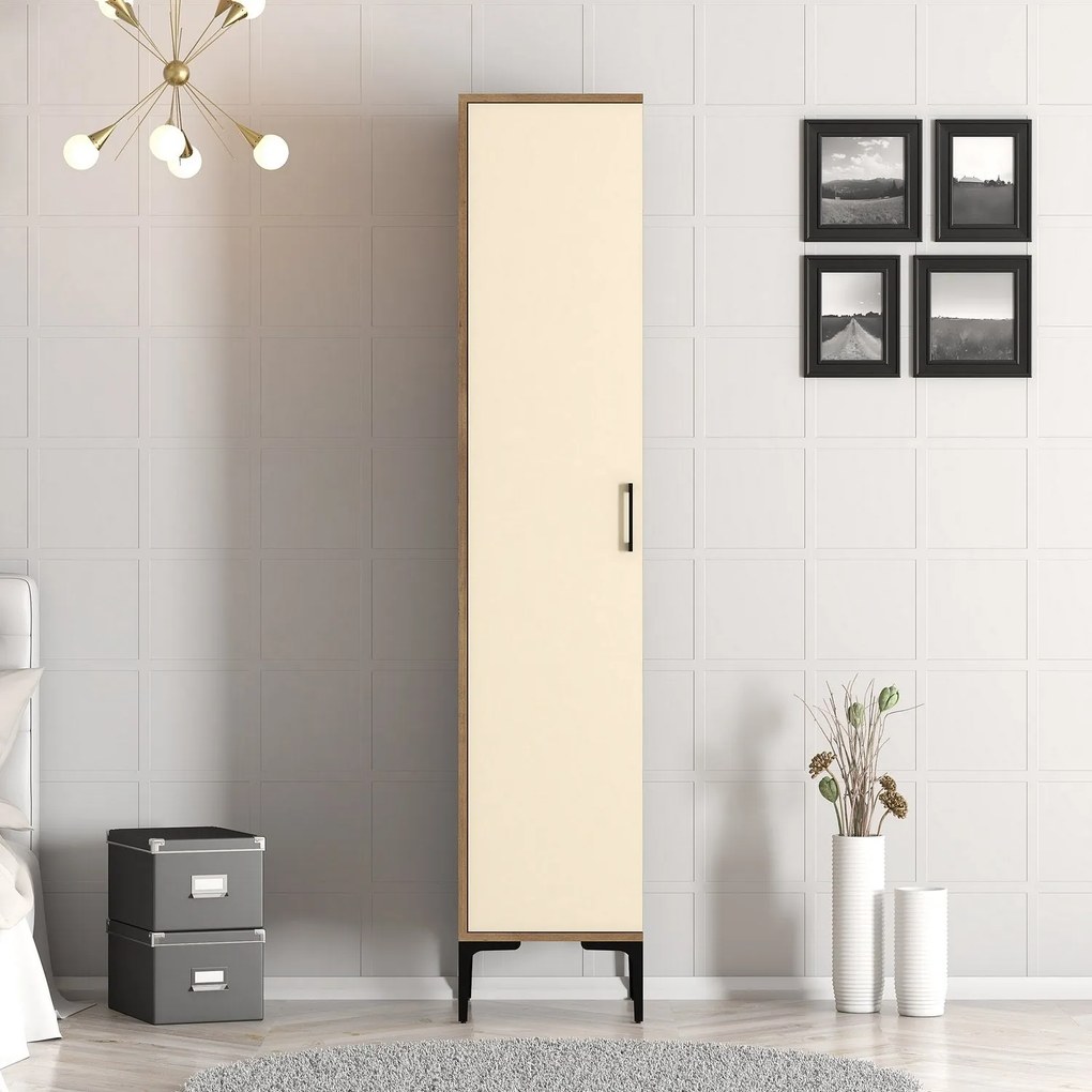 Guarda-roupa Kumsal S – Nogueira e Creme – 40 cm x 47,5 cm x 201,4 cm