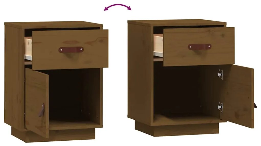 Mesas de cabeceira 2 pcs 40x34x55 cm pinho maciço castanho mel