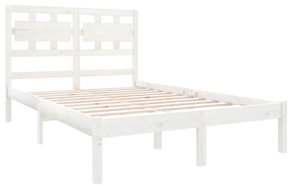 Estrutura cama pequena casal 120x190 cm pinho maciço branco