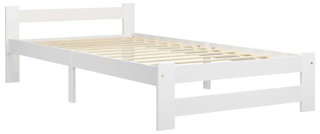 Estrutura de cama 90x200 cm madeira pinho maciço branco