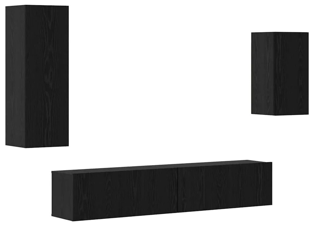 Conjunto de Estante para TV com prateleira 4 pcs Carvalho Preto