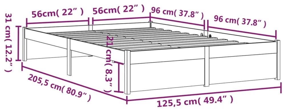 Estrutura de cama 120x200 cm madeira maciça branco