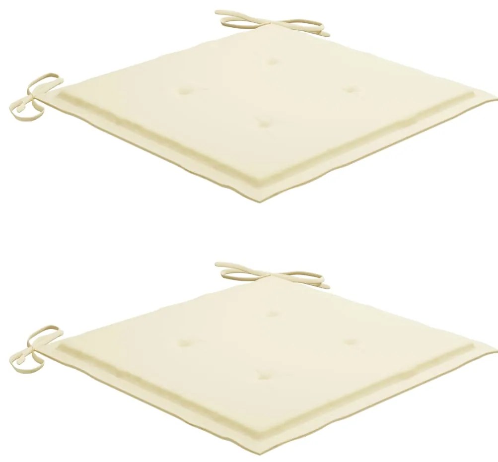 Cadeiras de jardim com almofadões 2 pcs teca maciça e aço