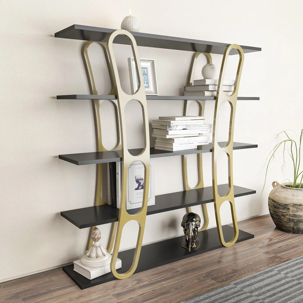 Estante Adar – Preto e Dourado – 120 cm x 120 cm x 25 cm