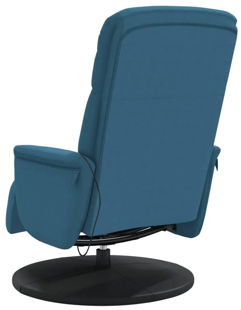 Cadeirão de massagens reclinável com apoio de pés veludo azul