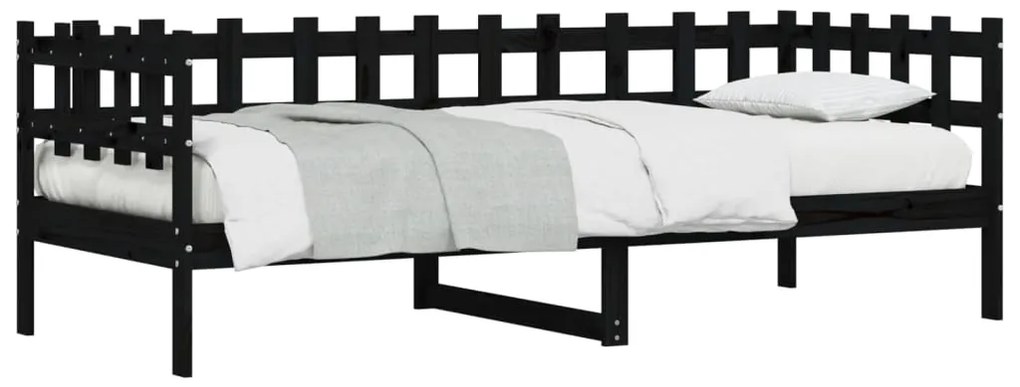 Sofá-cama 80x200 cm madeira de pinho maciça preto