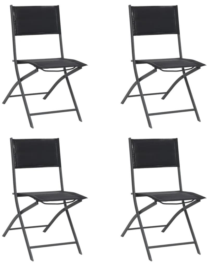 Cadeiras de exterior dobráveis 4 pcs aço e textilene