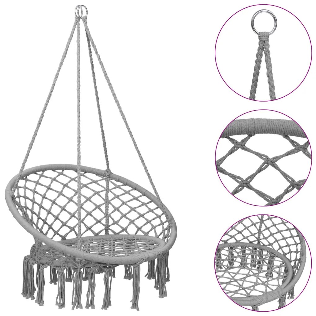 Cadeira de baloiço em rede 80 cm cinzento