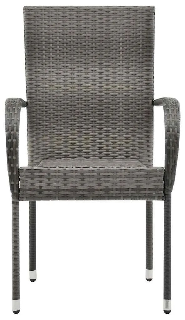 Cadeiras de exterior empilháveis 2 pcs vime PE cinzento