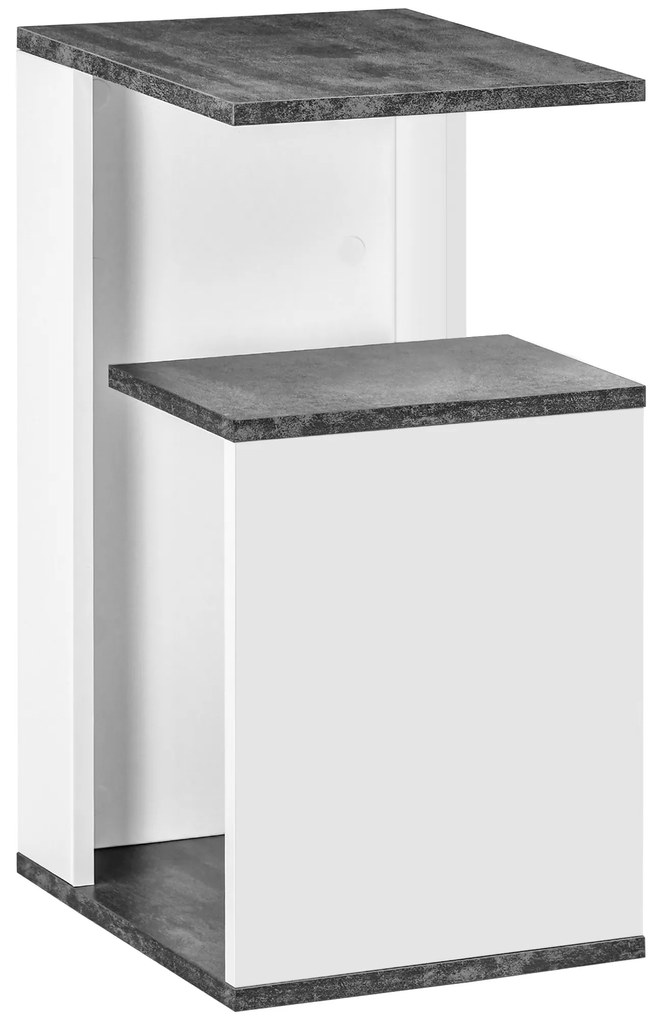 HOMCOM Mesinha de Cabeceira Mesa Auxiliar com 2 Prateleiras de Armazenamento para Dormitório Sala de Estar Estilo Moderno 35x29,5x60cm Cinza e Branco