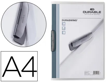 Bolsa Dossier Durable Duraswing com Clip Lateral Giratoria Polipropileno Din A4 Grafite 30 Folhas