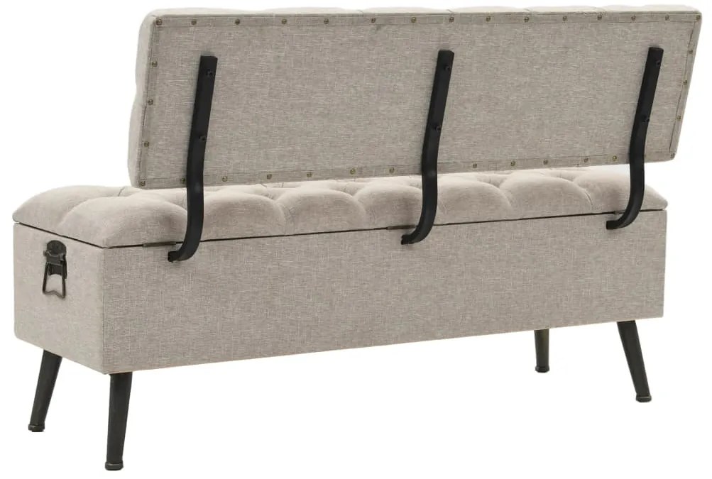 Banco de arrumação com encosto 110 cm tecido cor creme