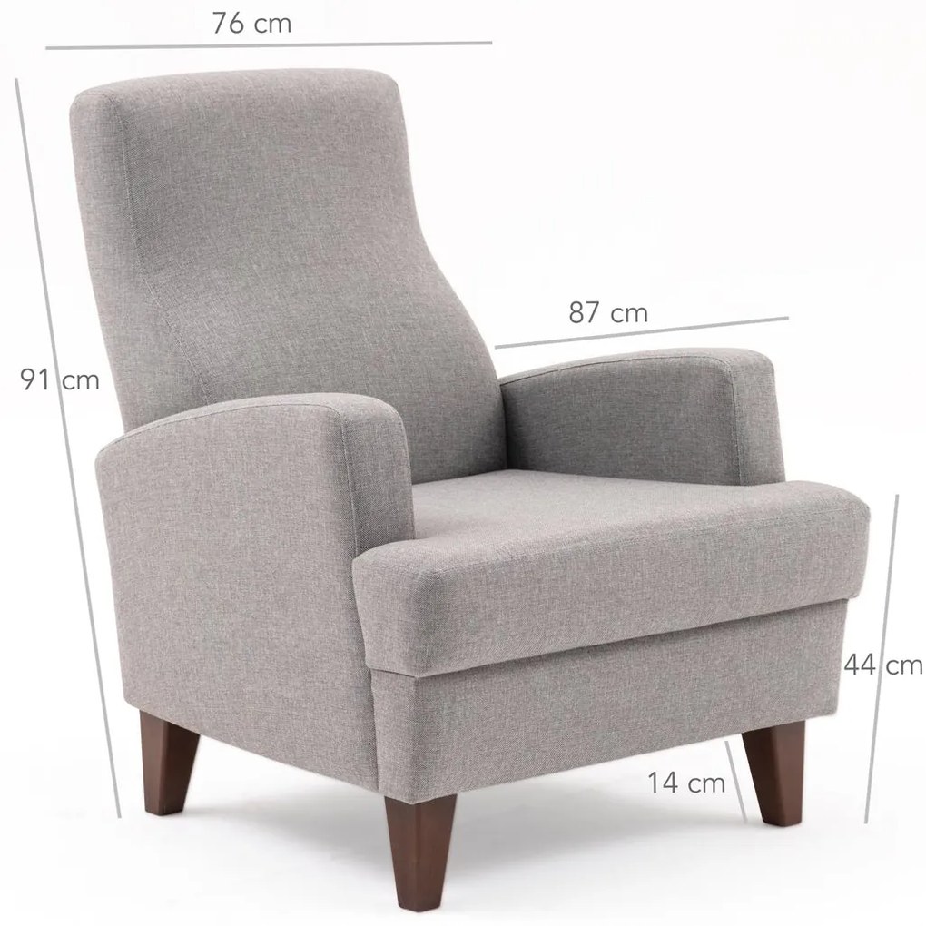 Cadeirão Kana – Cinzento Claro – 76 cm x 91 cm x 87 cm