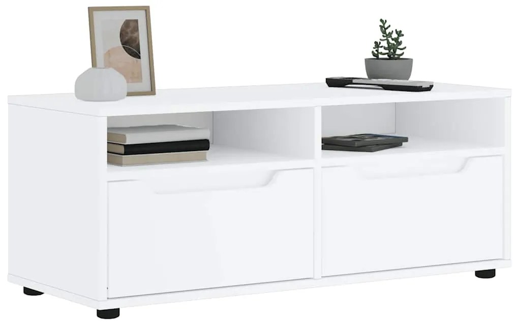 Móvel TV VISNES derivados de madeira branco 100x40x38 cm