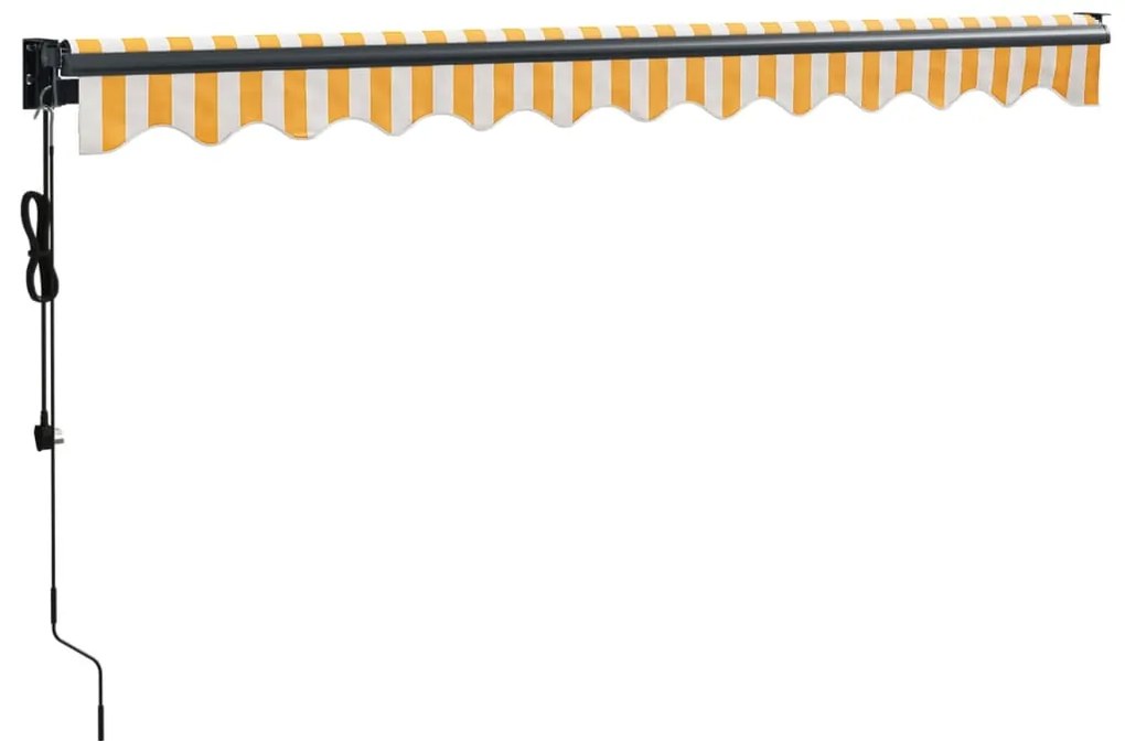 Toldo retrátil automático 3,5x2,5 m amarelo e branco