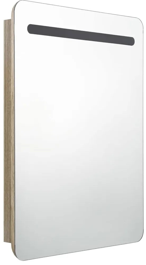 Armário espelhado p/ casa de banho LED 60x11x80 cm carvalho