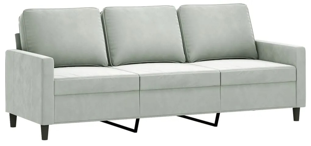 3 pcs conjunto de sofás com almofadas veludo cinzento-claro
