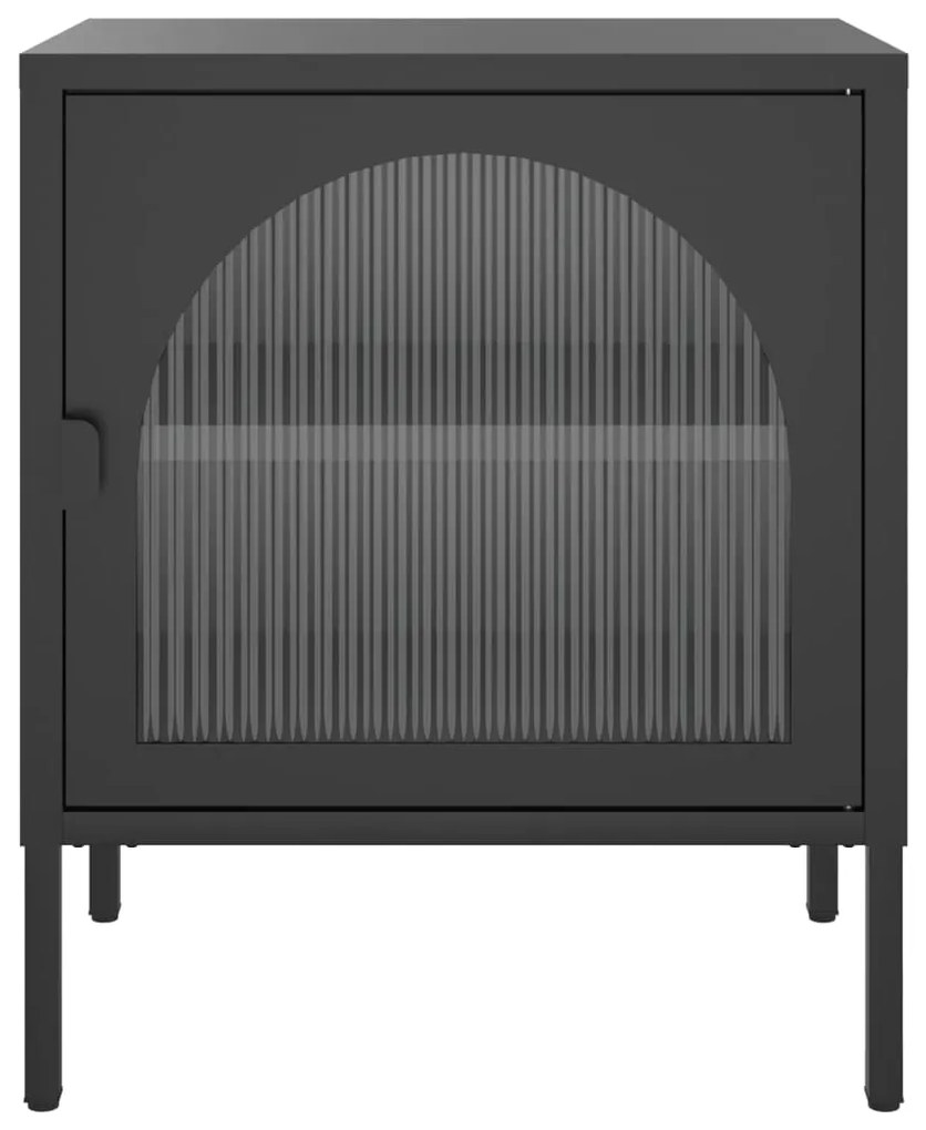 Mesa de cabeceira 50x35x60 cm vidro e aço preto