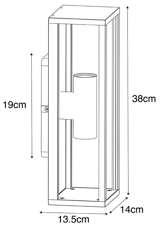 LED Candeeiro de parede inteligente para exterior preto com vidro canelado incluindo 2 WiFi A60 - Charlois Moderno