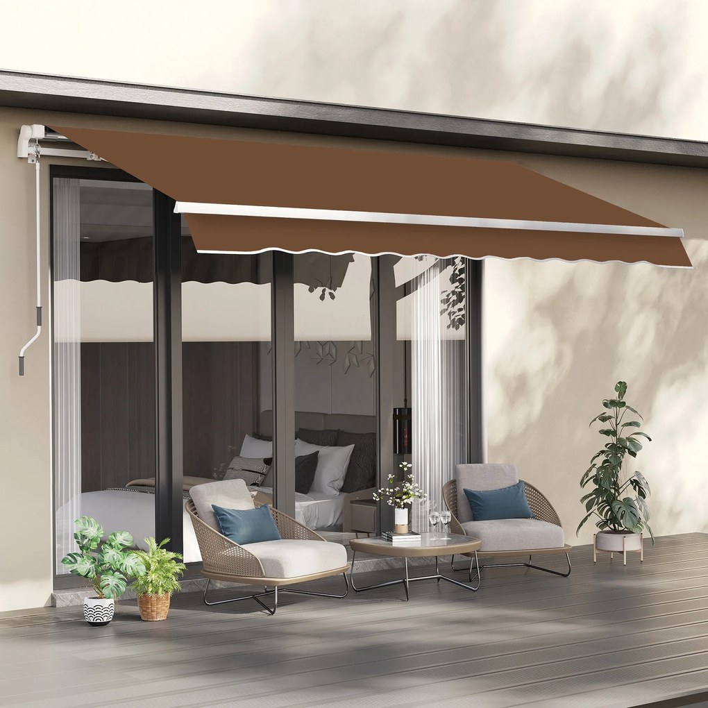Toldo Manual Retrátil com Manivela 295x245cm Toldo Enrolável Alumínio