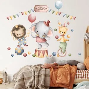 Autocolante de parede infantil - Safari circus