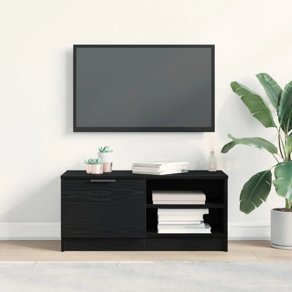 Aparador de TV vidaXL Preto Carvalho 80x35x36,5 cm Madeira Engenharia