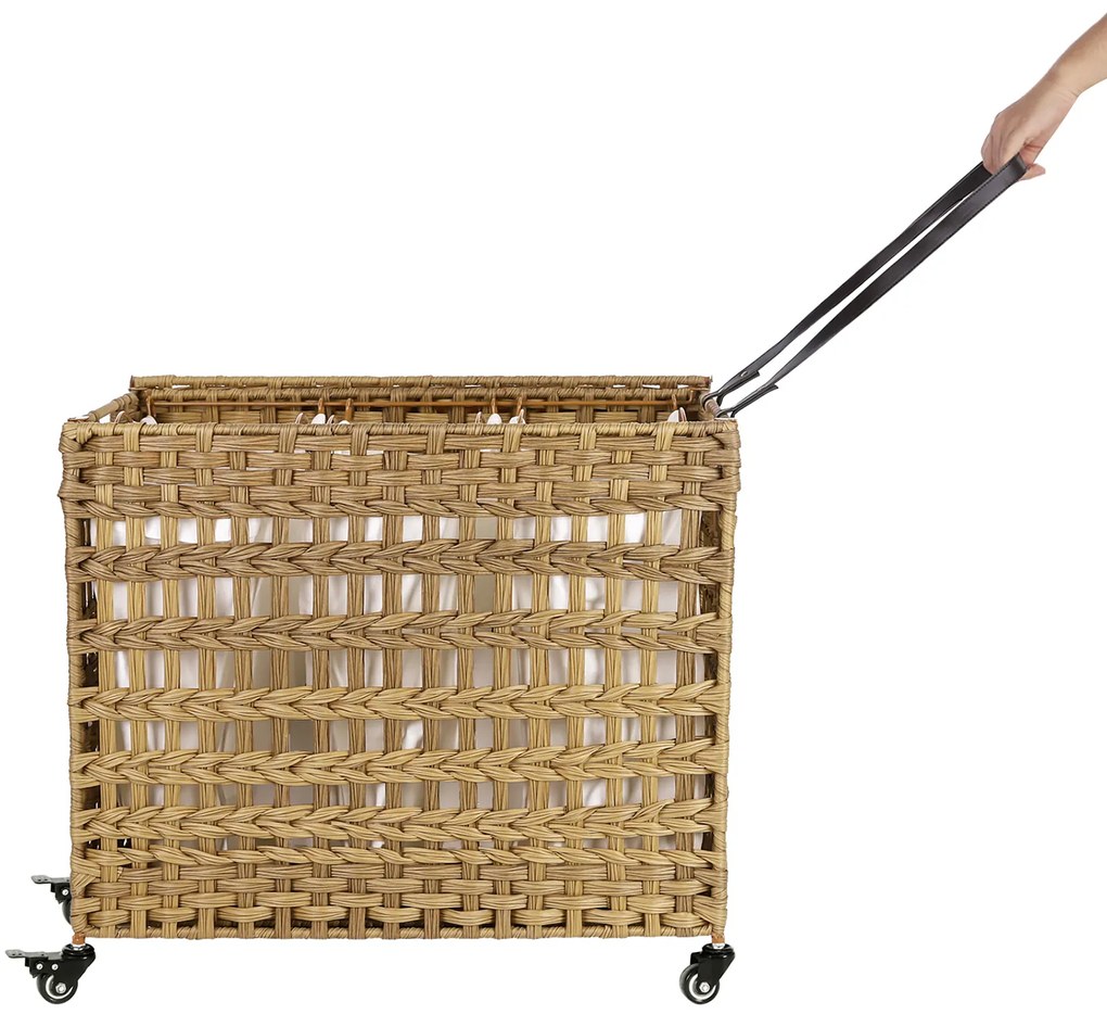 Cesto para roupa suja 66 x 35 x 60,5 cm cor natural