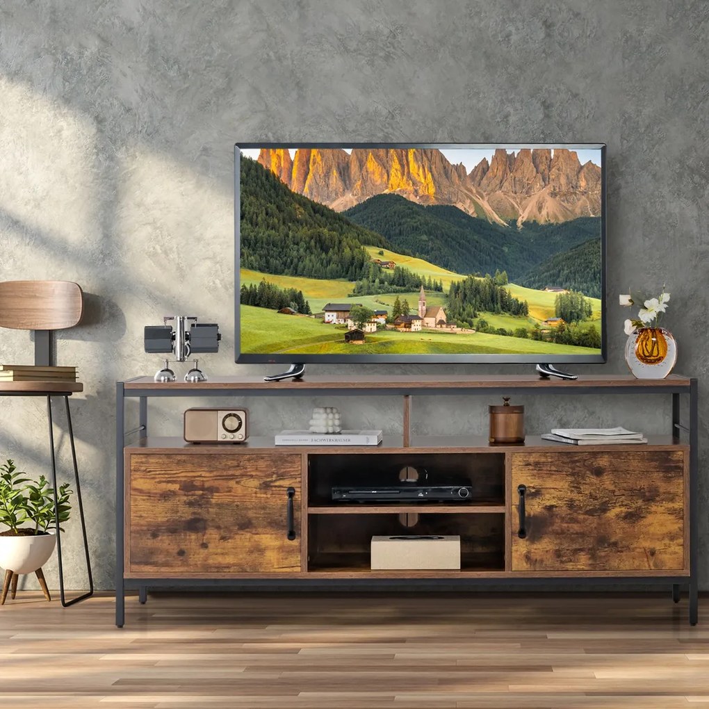 Móvel para TV com Aberta e Armário de Arrumação 147 x 40 x 62 cm Castanho Rústico