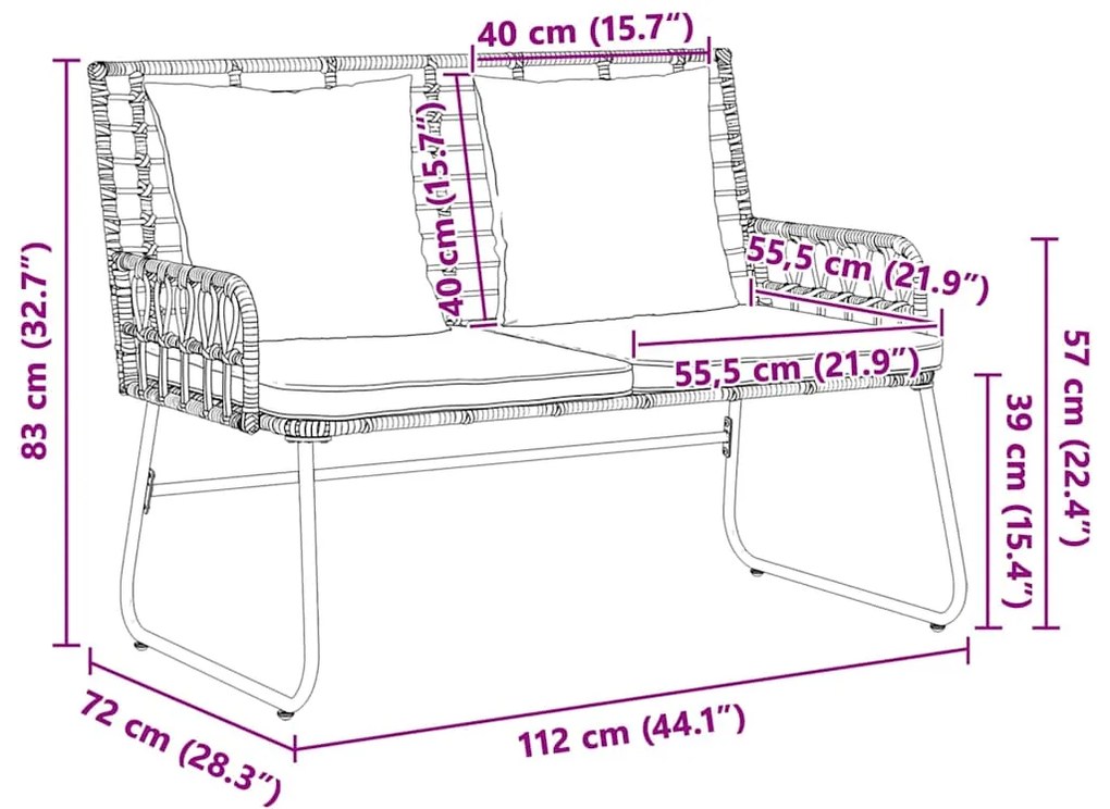 Conjunto de Jantar para Jardim 3 pcs Preto, Antracite