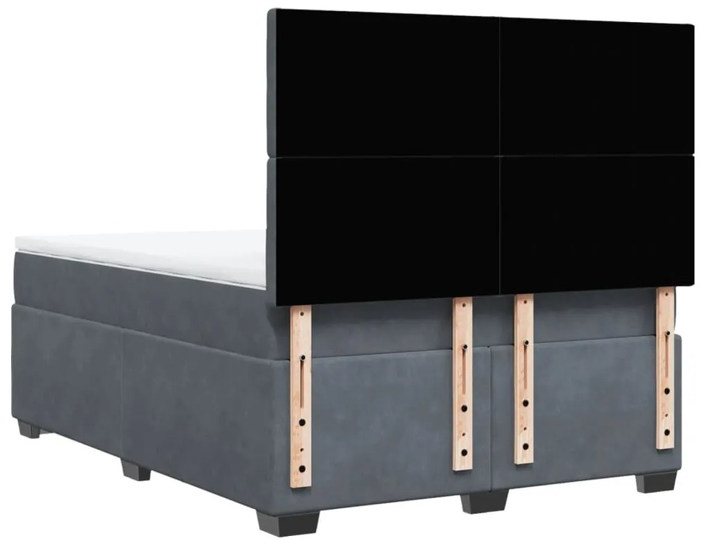 Cama com molas/colchão 140x200 cm veludo cinzento-escuro
