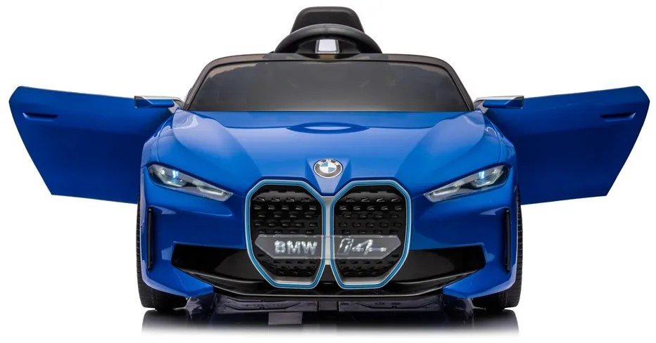 Carro elétrico para crianças BMW i4, 12V pneus de borracha EVA, banco em pele artificial Azul