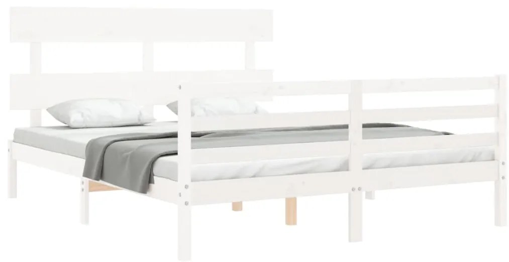 Estrutura de cama com cabeceira 160x200 cm madeira maciça