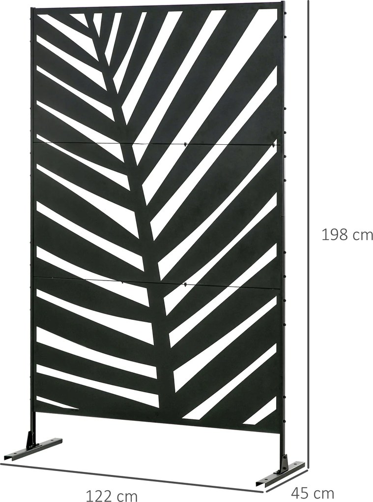 Biombo de 3 Peças Separador de Ambientes com Desenho de Folha de Banan