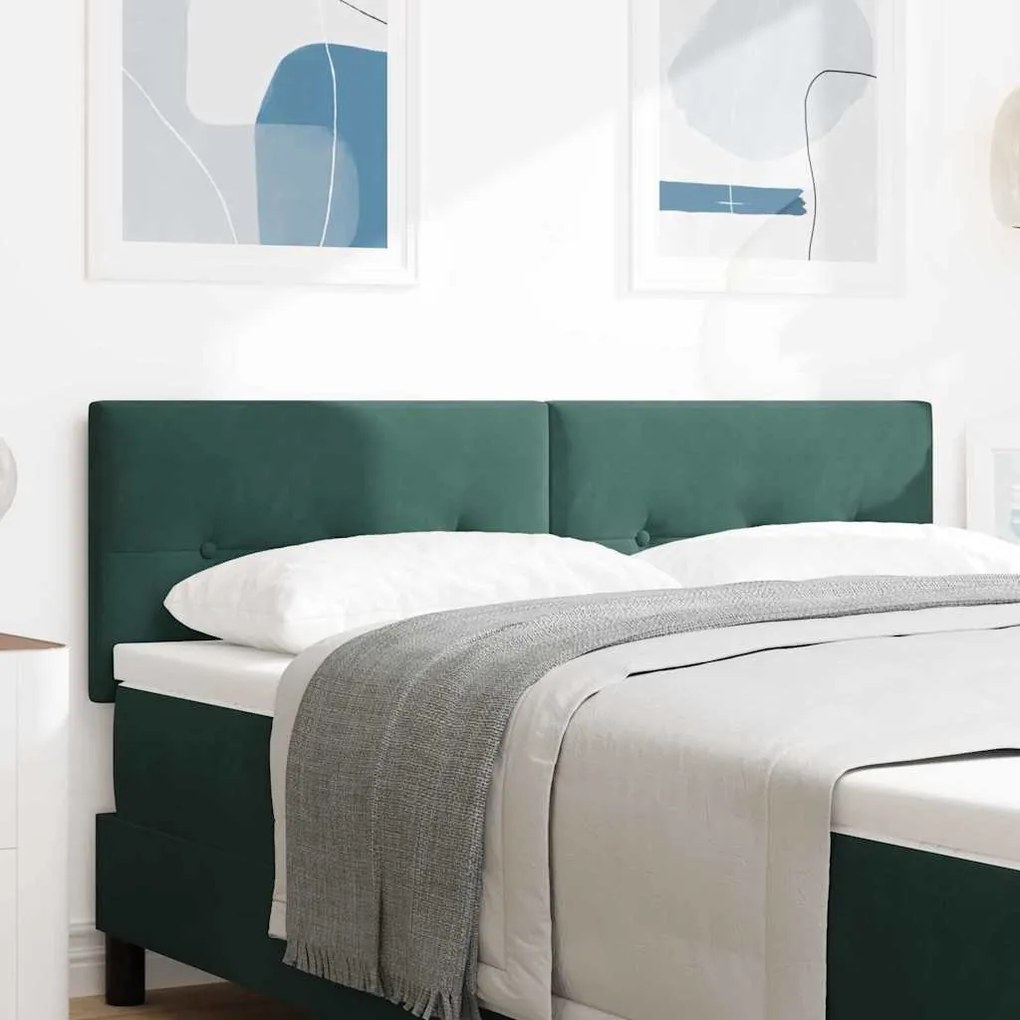 Cabeceira LED vidaXL Estofada com Botões Verde Escuro 80 cm Veludo