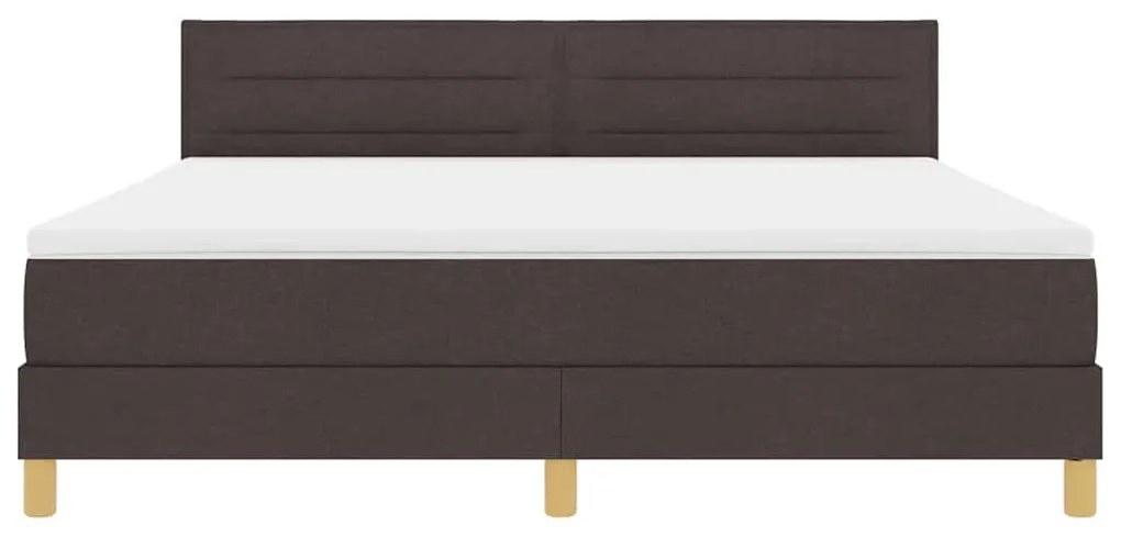 Cama Box Spring com Colchão &amp; LED Castanho 180x200 cm Tecido