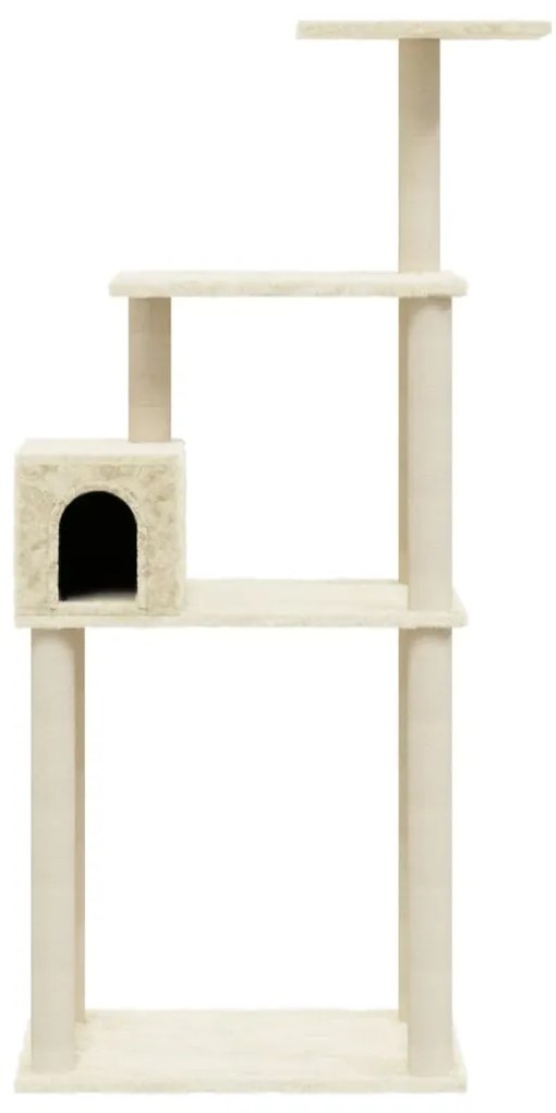 Árvore para gatos c/ postes arranhadores sisal 147 cm cor creme