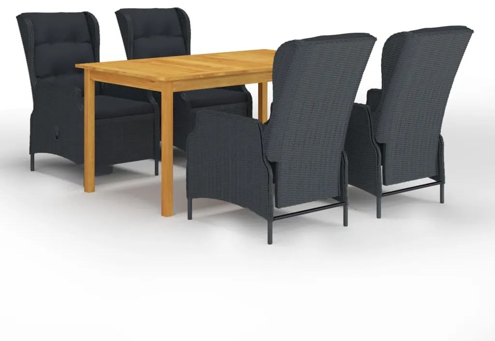 vidaXL 5 pcs conjunto de jantar para jardim cinzento-escuro