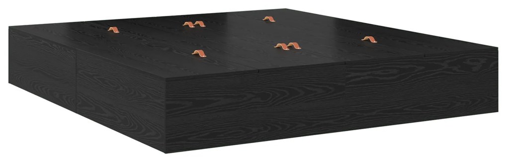 Cama de Armazenamento vidaXL Preto Carvalho 200x200 cm
