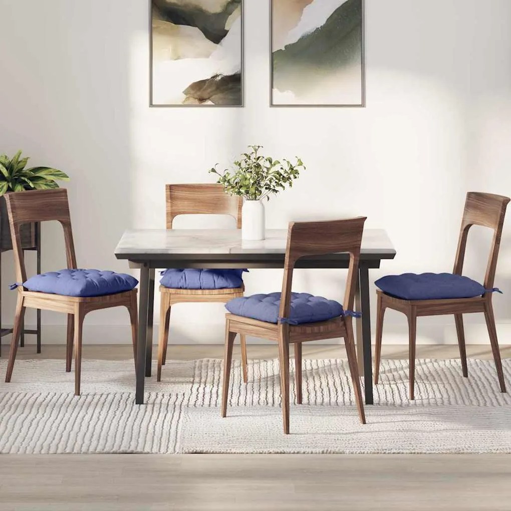 vidaXL Almofadas de Assento 4 pcs Azul Jeans 40 x 40 x 6 cm tecido
