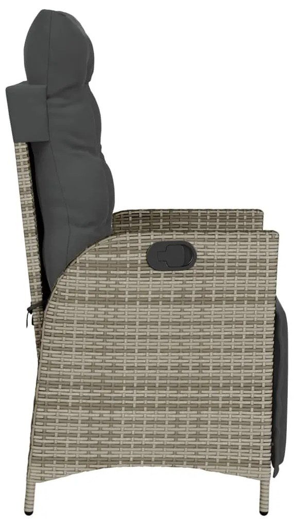 Cadeiras jardim reclináveis 2 pcs c/ apoio de pés vime PE cinza