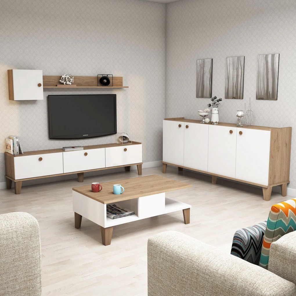 Conjunto de Mobiliário de Sala Sumer – Carvalho Branco – Diversas Medi