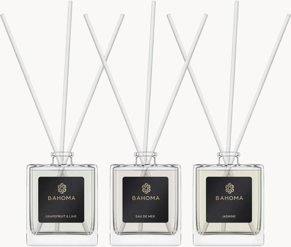 Difusores em caixa de presente Pearl (água do mar, jasmim, toranja, lima), conjunto de 3