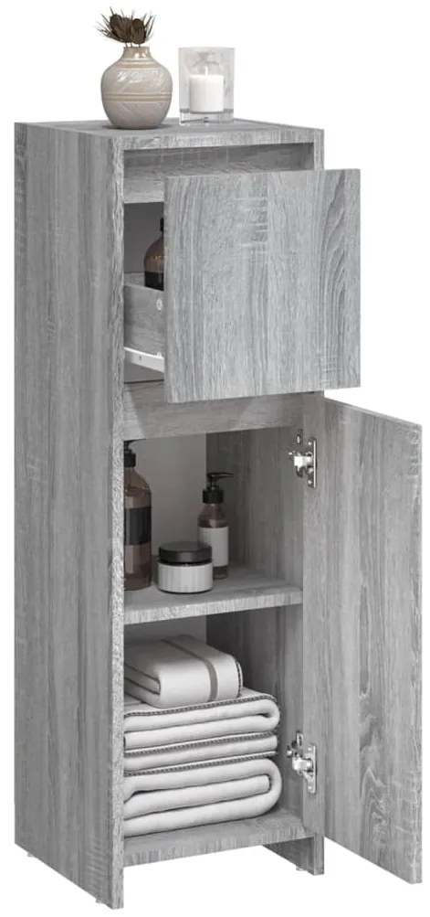 Armário WC 30x30x95 cm derivados de madeira cinzento sonoma
