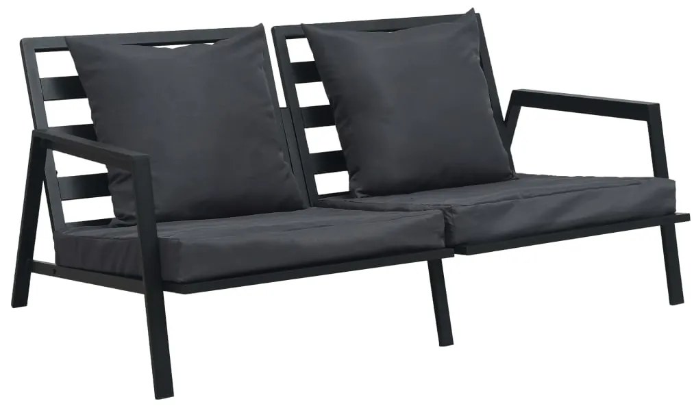 5 pcs conjunto lounge jardim + almofadões alumínio cinza-escuro