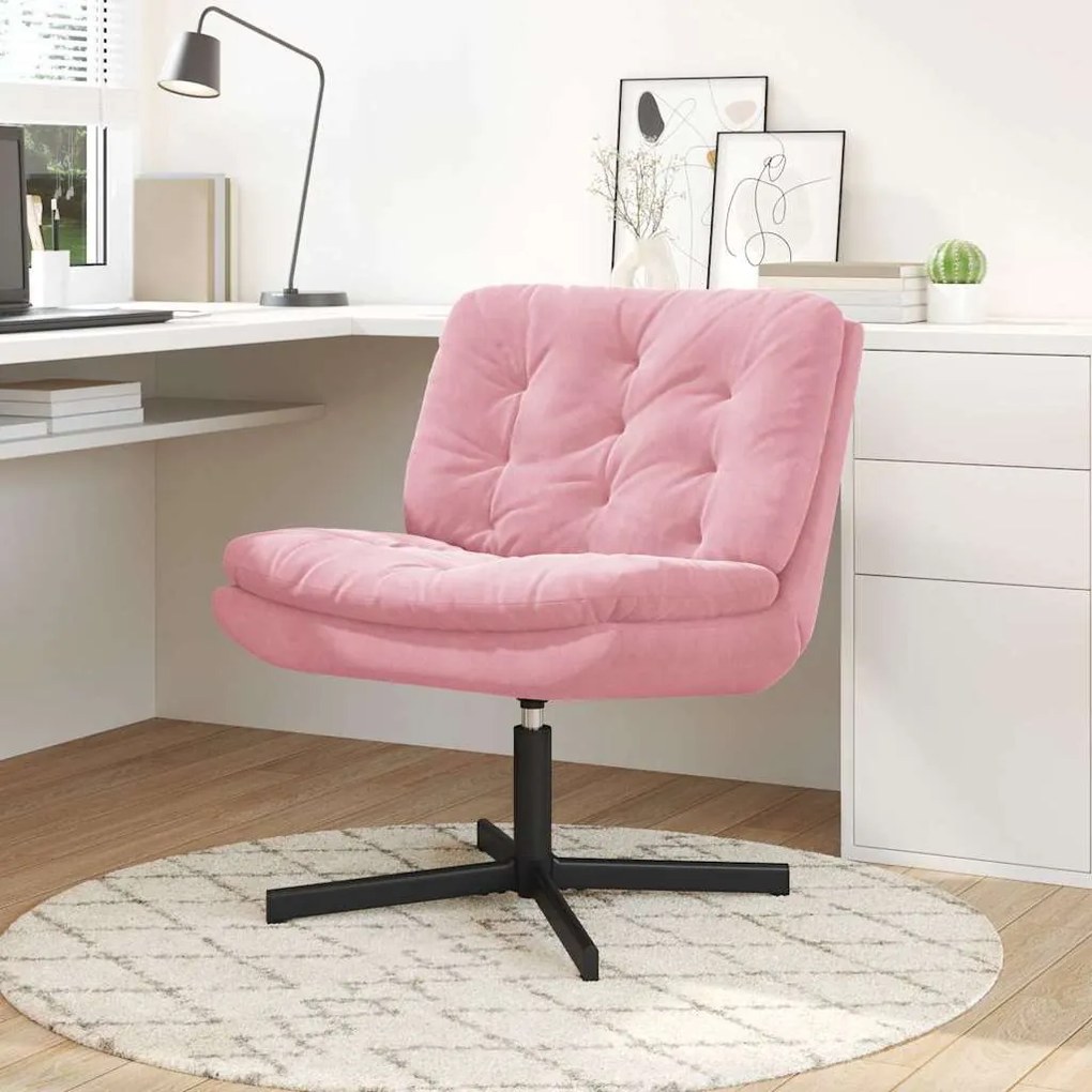 vidaXL Cadeira Relaxante Giratória Rosa 63 x 75 x 76 cm Veludo